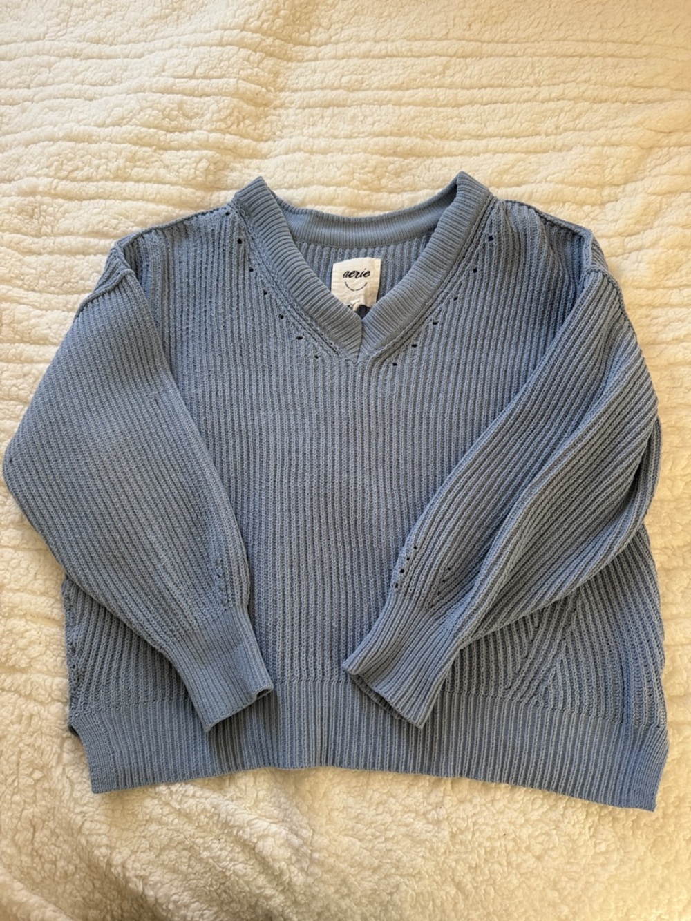 Aerie V-Neck Sweater Light Blue